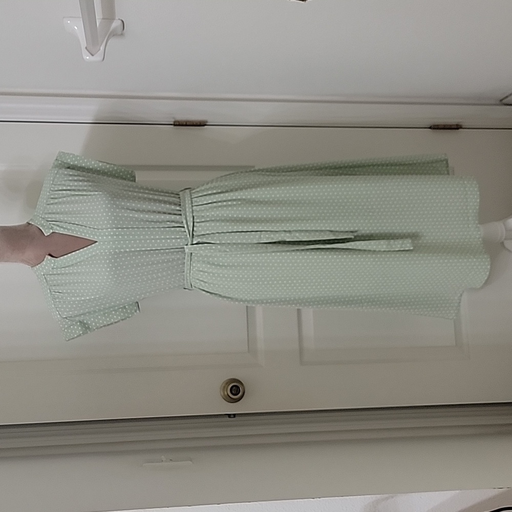 Monteau Light Green Polka Dot Midi Dress